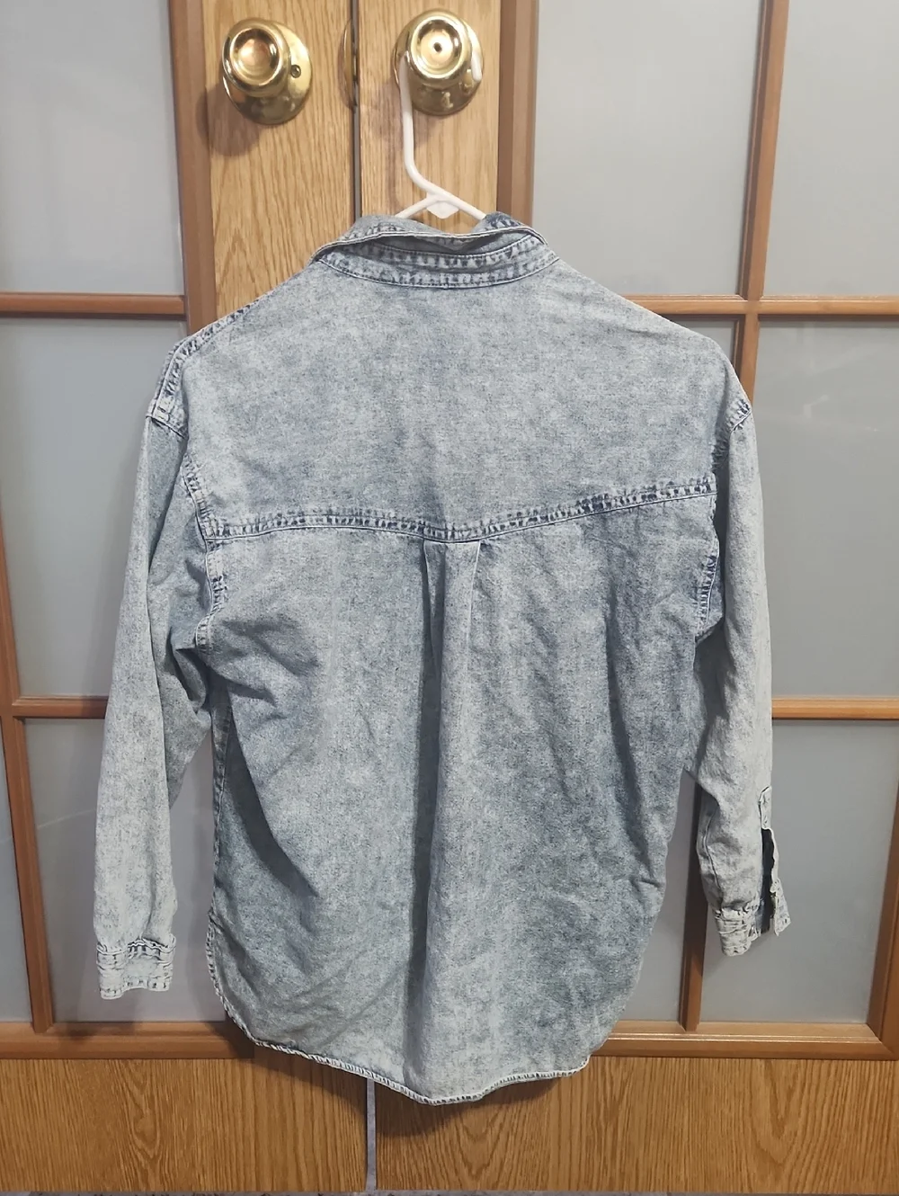 Jordache Vintage Light Wash Womens Denim Button Up Shirt With Bows Size Small